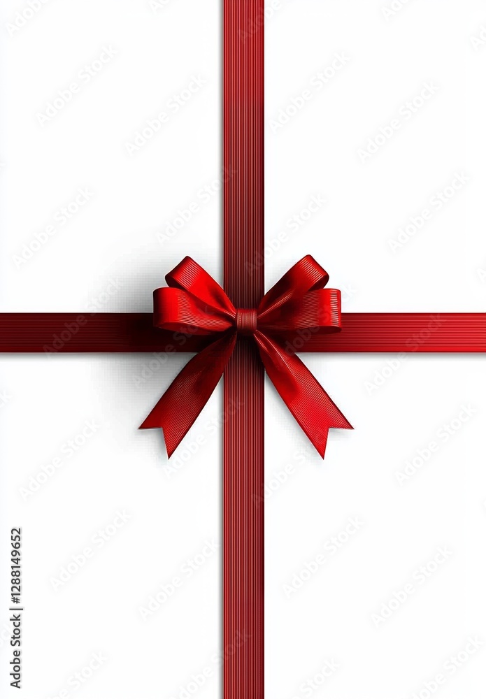 A realistic gift wrapping design featuring shiny red ribbons and a bow, isolated on a transparent background A realistic gift wrapping design featuring shiny red ribbons and a bow, isolated on a transparent background