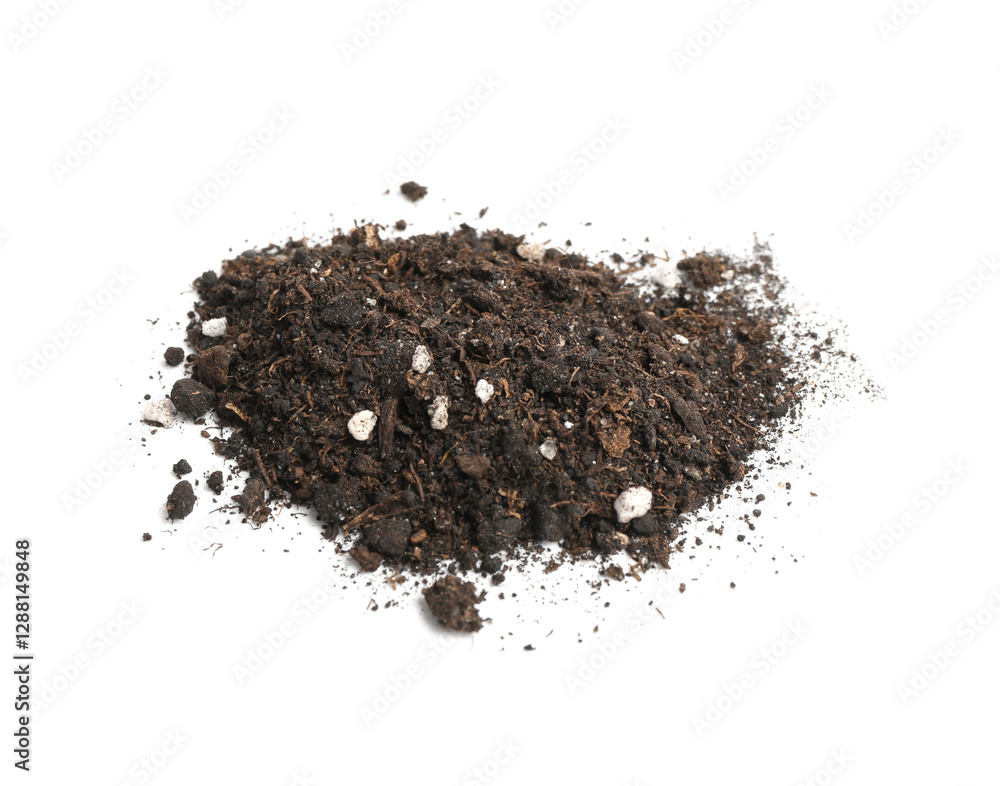 Pile of fresh soil isolated on white Pile of fresh soil isolated on white