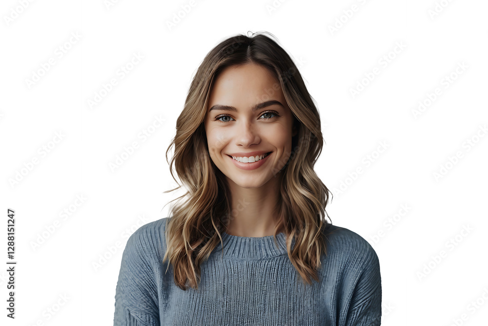 young blonde serious and friendly caucasian woman potrait isolated on white background. young blonde serious and friendly caucasian woman potrait isolated on white background.