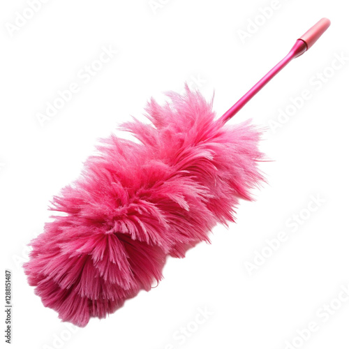 Pink feather duster isolated on transparent background  
