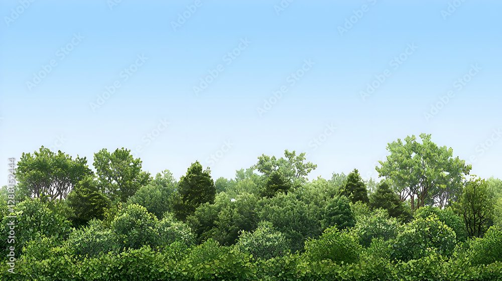 Lush Green Forest Canopy Under a Blue Sky Lush Green Forest Canopy Under a Blue Sky