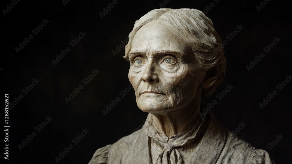 Detailed Portrait of a Female Figure in Sculptural Form with Realistic Textures and Expressions Detailed Portrait of a Female Figure in Sculptural Form with Realistic Textures and Expressions