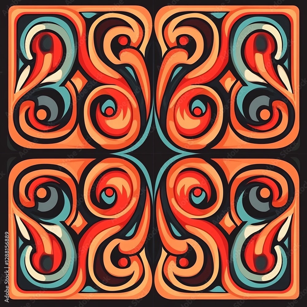 Fototapeta premium Vibrant Psychedelic Swirl Pattern Abstract Design for Retro or Contemporary Backgrounds