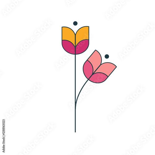 Flower in modern minimal style. line art. spring and mother day concept