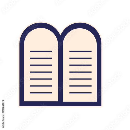 Torah line icon. Depicts two stone tablets representing the Ten Commandments given to Moses on Mount Sinai. outline vector trendy style illustration. Passover and Shabbat