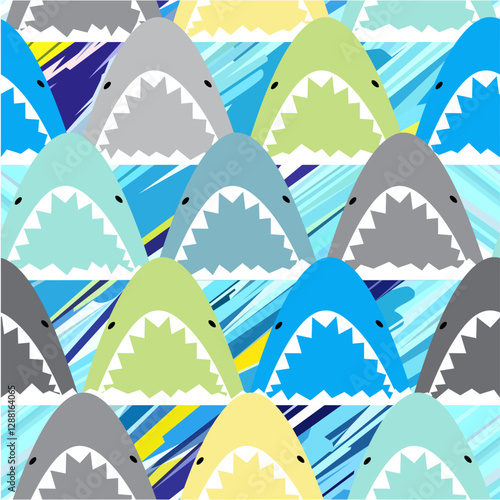 Shark Frenzy – Bold and Playful Ocean Pattern