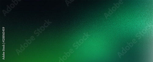 Glowing green grainy texture background blurred light gradient black green dark banner backdrop. vector