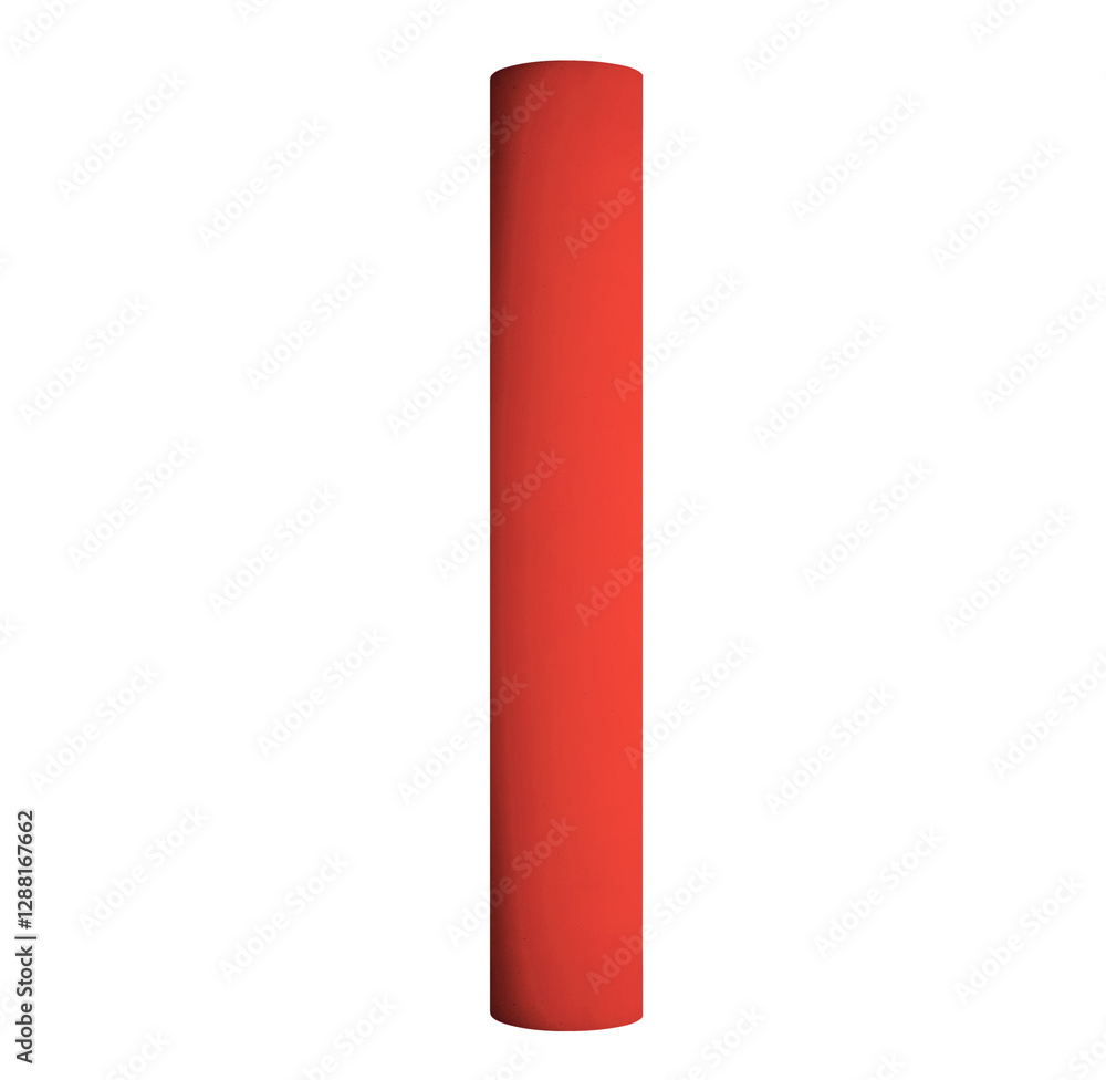 Vertical red concrete column roller. On isolated transparent background. Vertical red concrete column roller. On isolated transparent background.