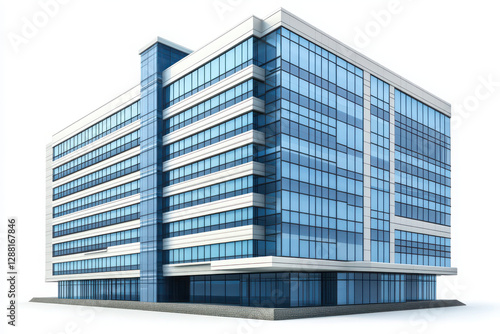 Wallpaper Mural Modern high-rise office building with large windows in 3D on white background Torontodigital.ca