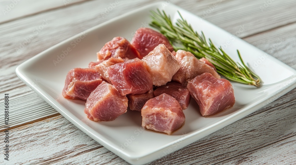 Three different raw turkey meat cubes isolated on white. File contains clipping paths. Three different raw turkey meat cubes isolated on white. File contains clipping paths.