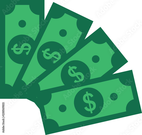 Dollar Bills Vector Illustration. Describe currency, wealth, payment, investment, buy and sell concept