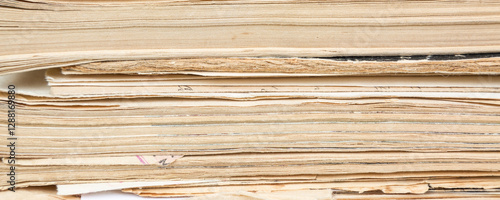 Closeup of old book pages texture background