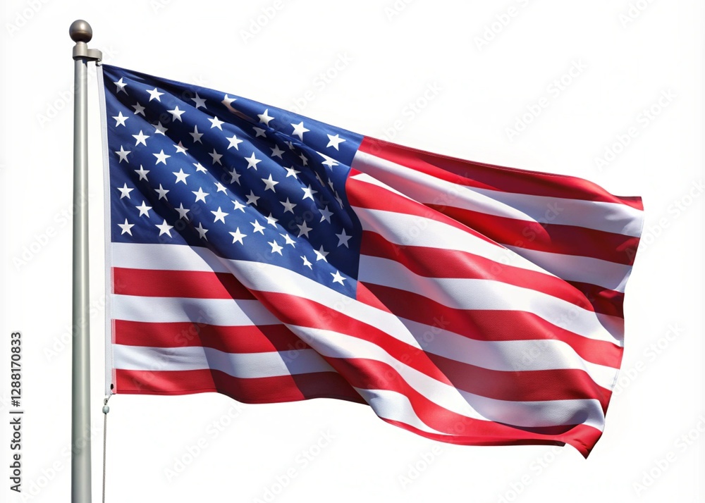 Fototapeta premium American Flag On White Background