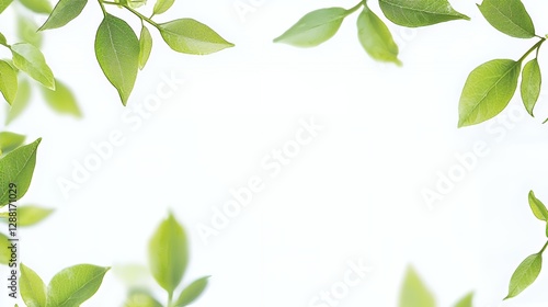 Wallpaper Mural Green Leaves Frame on White Background Torontodigital.ca