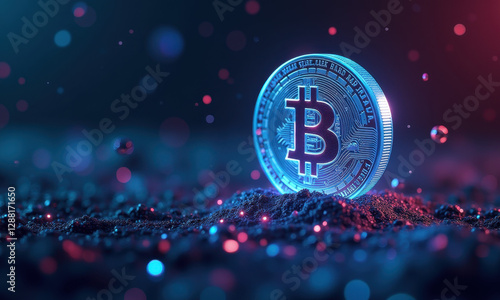 Glowing Bitcoin Crypto Currency Coin - Neon/Glow Effects