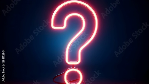3d render of red neon model of question mark symbol