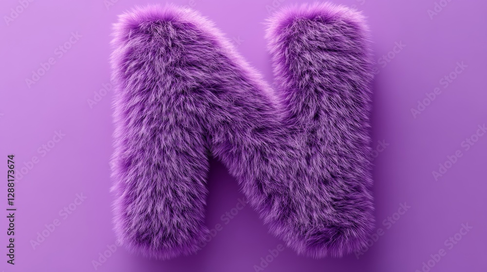 Fluffy purple letter N against a matching background, soft texture with vibrant color. Creative design and typography concept Fluffy purple letter N against a matching background, soft texture with vibrant color. Creative design and typography concept