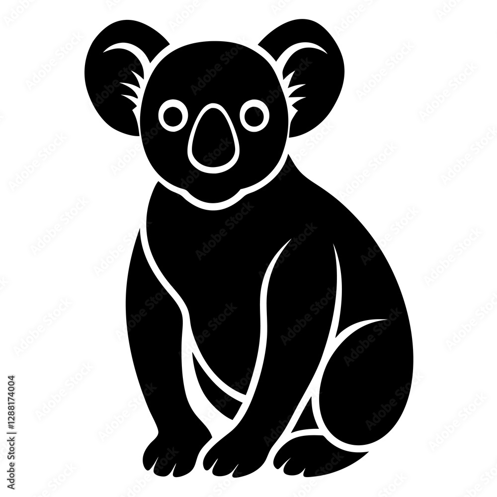 Naklejka premium Koala Silhouette Vector Icon White Background.