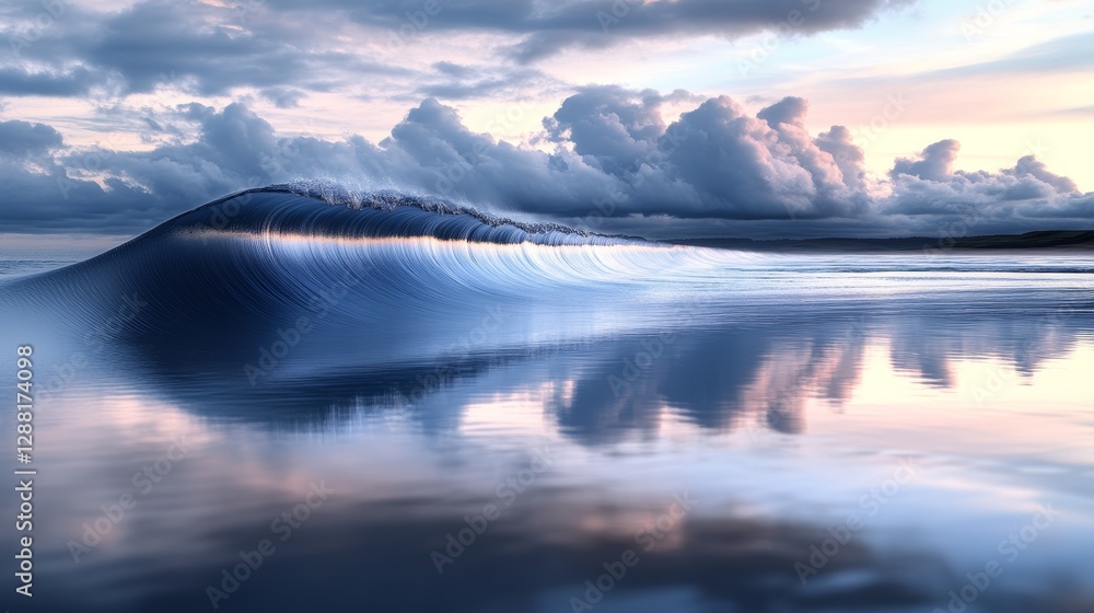 Fototapeta premium A Tranquil Harmony of Cloud Reflections on a Glassy Shore