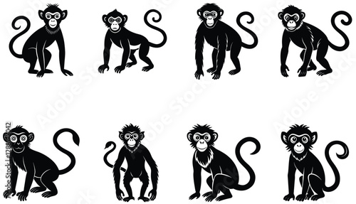 Photography Gorilla with earring in sunglasses - outline cut out silhouette