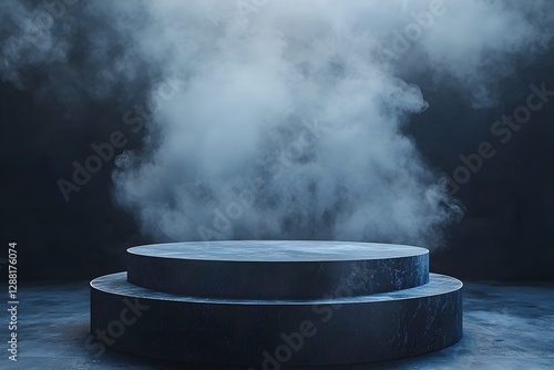 Wallpaper Mural Dramatic Smoke Shrouded Podium Set against Dark Textured Setting for Product Display or Presentation Torontodigital.ca