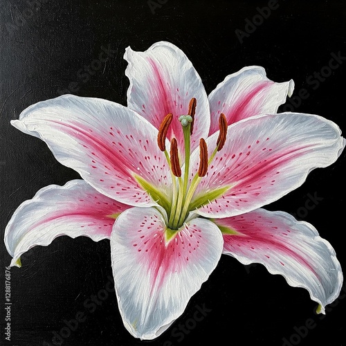 розовая лилия на черном фоне,AI