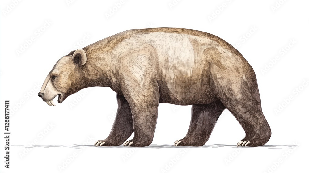 Fototapeta premium A Watercolor Illustration of an Extinct Borophaginae, Depicting its Size and Features.