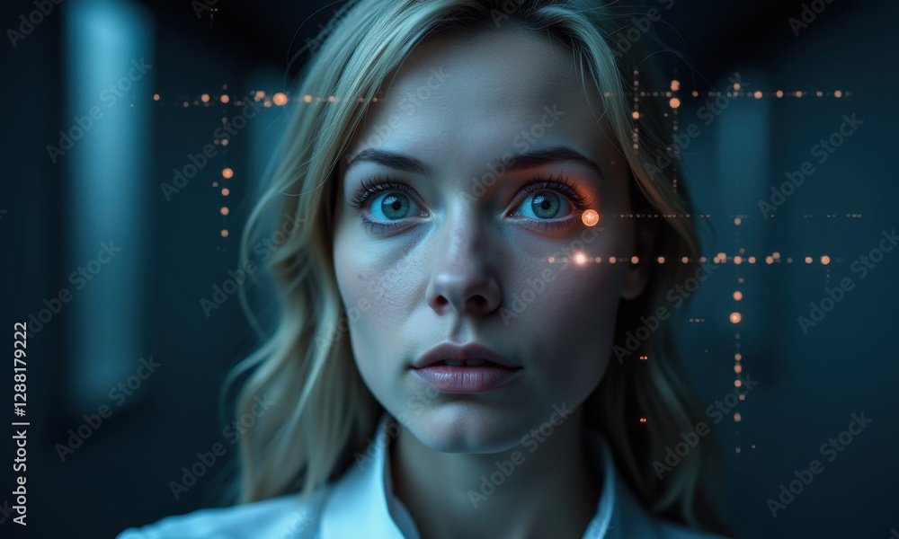 Woman, Future Tech, AI, Digital Interface - AI and Artificial Intel. Woman, Future Tech, AI, Digital Interface - AI and Artificial Intel.