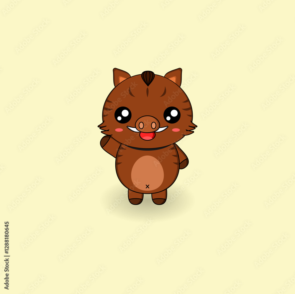 Naklejka premium cute cartoon boar mascot illustration vector design. EPS 10.
