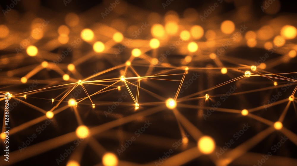 Illuminated Network: A Digital Constellation of Golden Nodes and Connections Illuminated Network: A Digital Constellation of Golden Nodes and Connections