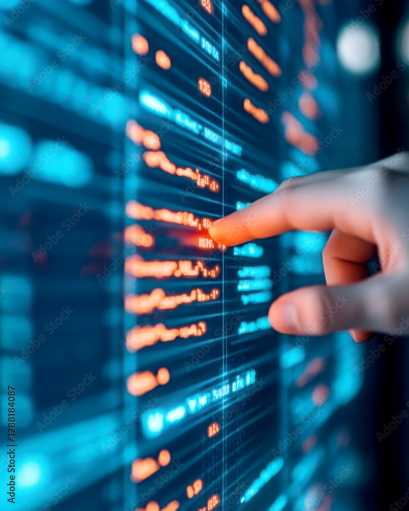 Close-up of a finger interacting with a digital interface. Close-up of a finger interacting with a digital interface.