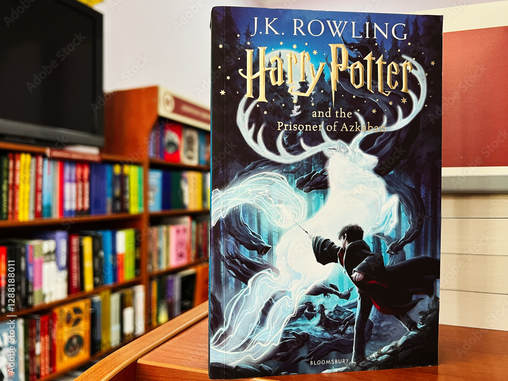 Obraz premium Harry Potter and the Prisoner of Azkaban book on bookshelf