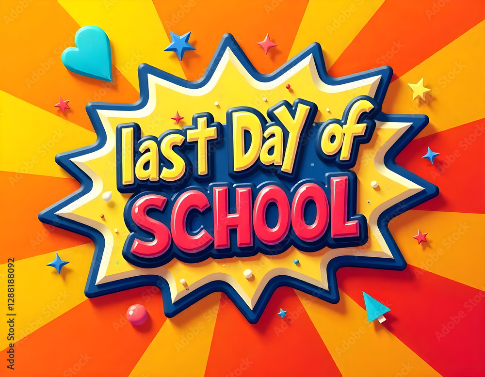 Fototapeta premium Vector illustration of Last day of SCHOOL abstract background, Colorful School word graffiti with splash background