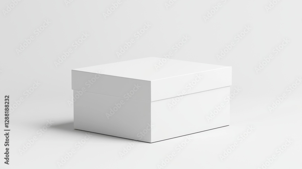 Minimalist white box against a clean background, perfect for design and branding presentations. Minimalist white box against a clean background, perfect for design and branding presentations.