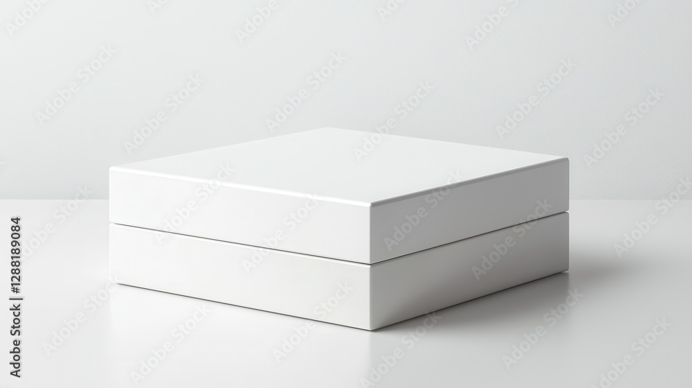 Minimalist white box on a smooth surface, highlighting simplicity and elegance in design, for creative projects. Minimalist white box on a smooth surface, highlighting simplicity and elegance in design, for creative projects.