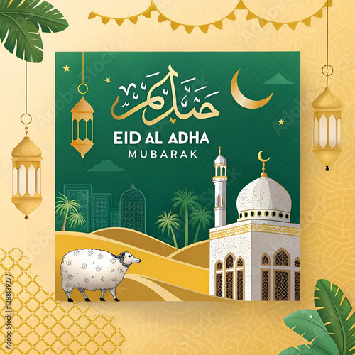 Eid al adha Mubarak islamic festival social media