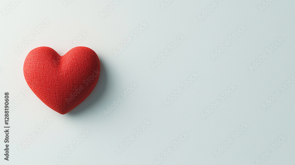 Fototapeta premium Minimal red heart on soft background for love and emotion concepts