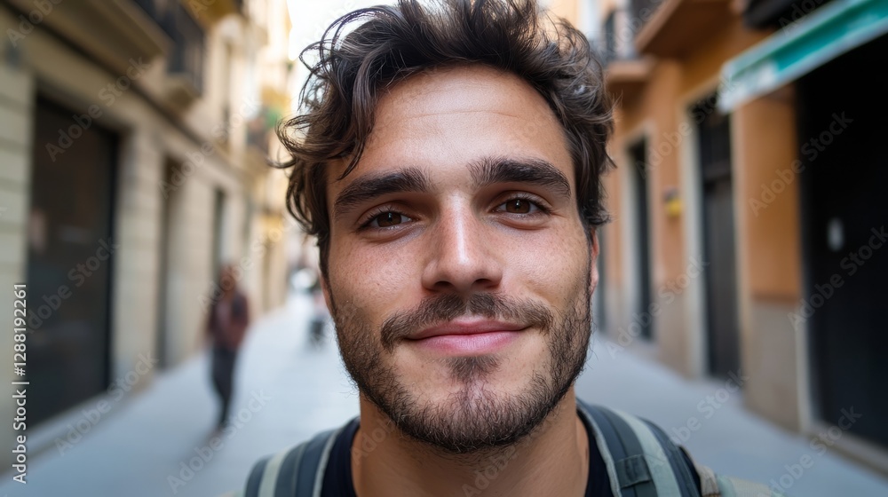 The image features a man in an urban setting. The image features a man in an urban setting.