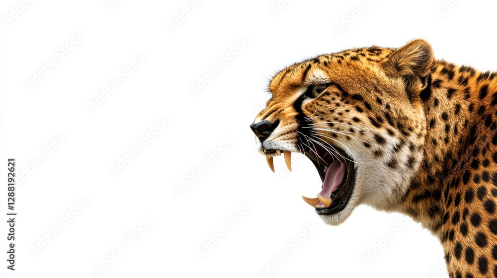 Obraz premium A Roaring Cheetah: A Stunning Close-Up Profile of a Wild Cat