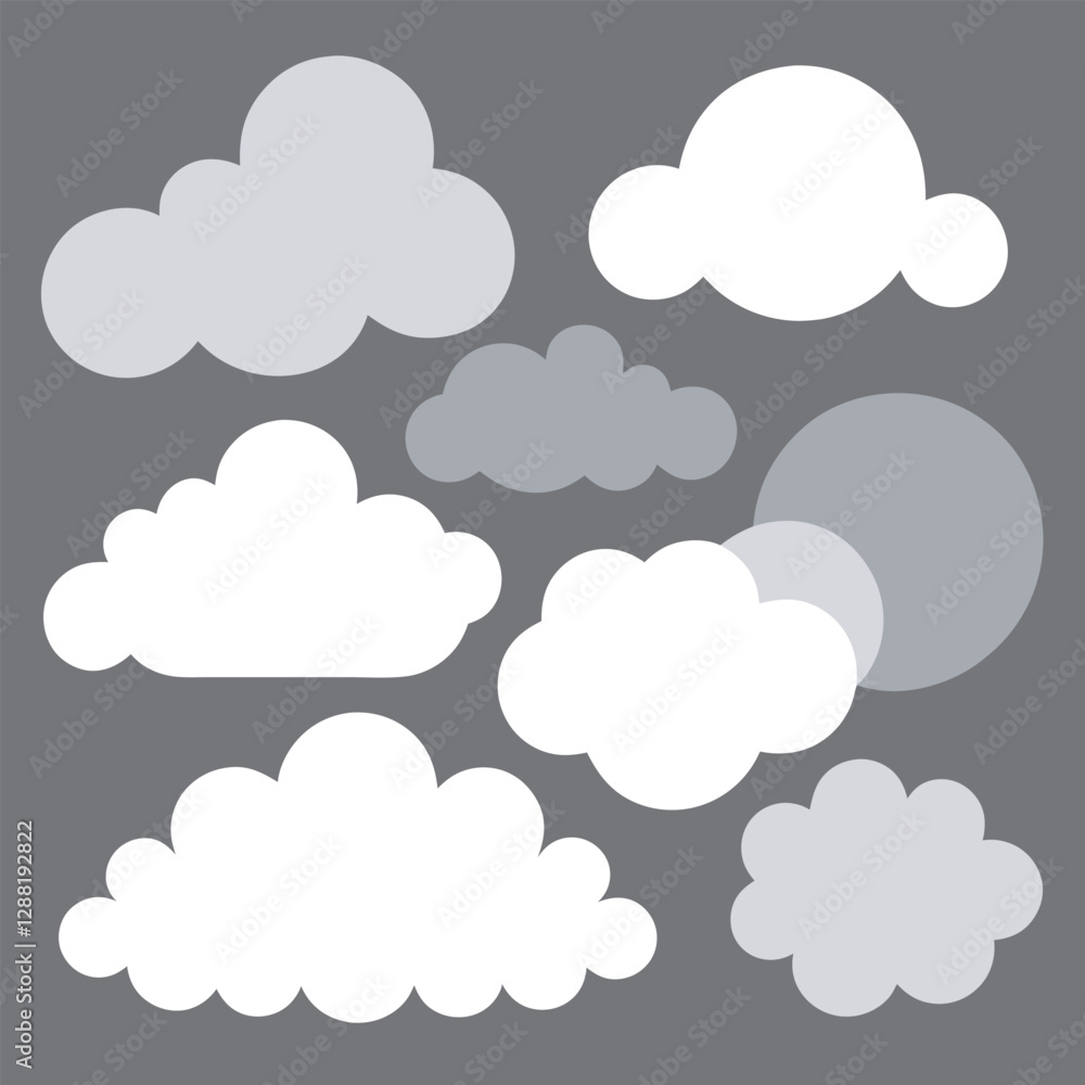 Set of Cloud Vector Illustrations in Different Shapes. Set of Cloud Vector Illustrations in Different Shapes.