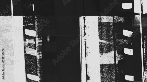 abstract black and white dynamic noise effect, high contrast noise and scratches with abstract grunge texture and dirty analogic look for cinematic compositions, overlay effect