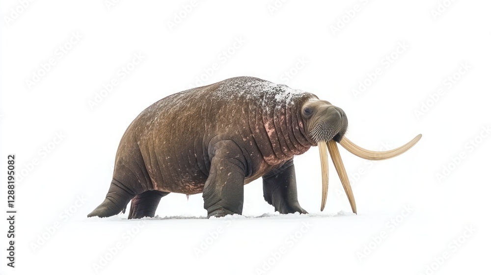 Fototapeta premium Majestic Walrus in Winter Wonderland: A Stunning Arctic Portrait