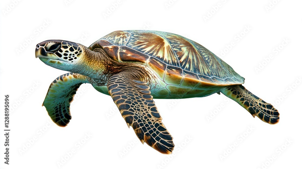Fototapeta premium Majestic Green Sea Turtle Swimming Gracefully