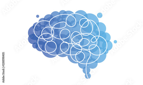 disegno stilizzato di cervello, concetto memoria, mente, pensieri, idee, psicologia, 