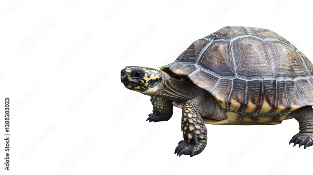 Fototapeta premium Magnificent Yellow-Footed Tortoise on White Background