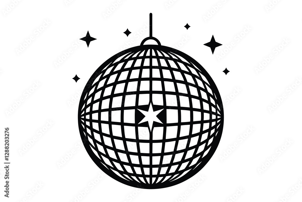 3d disco ball and star vector illustration on white background 3d disco ball and star vector illustration on white background