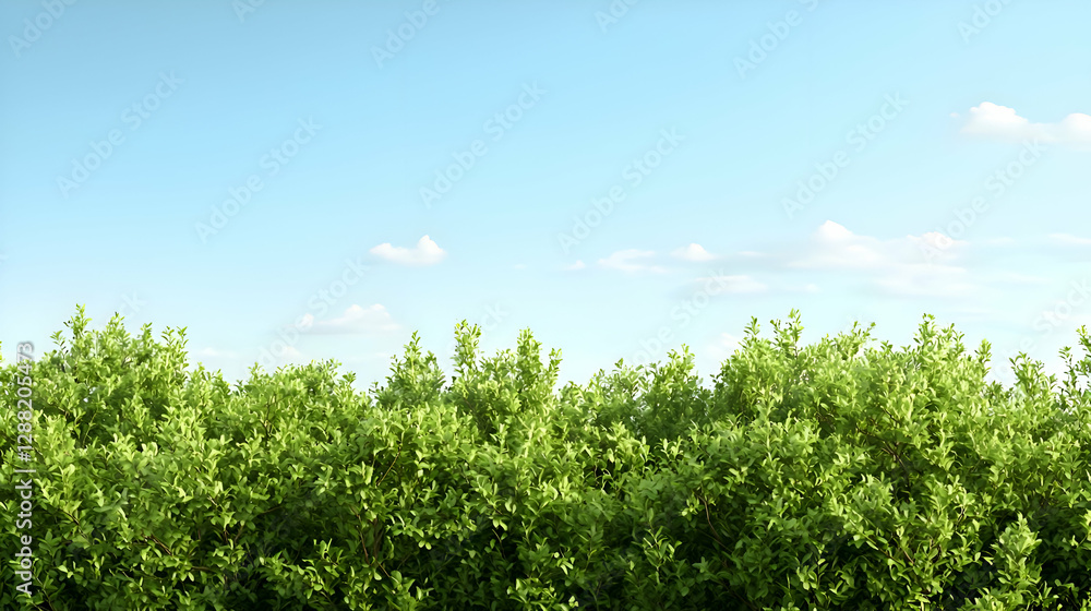 Fototapeta premium Lush Green Treetop Landscape Under a Blue Sky