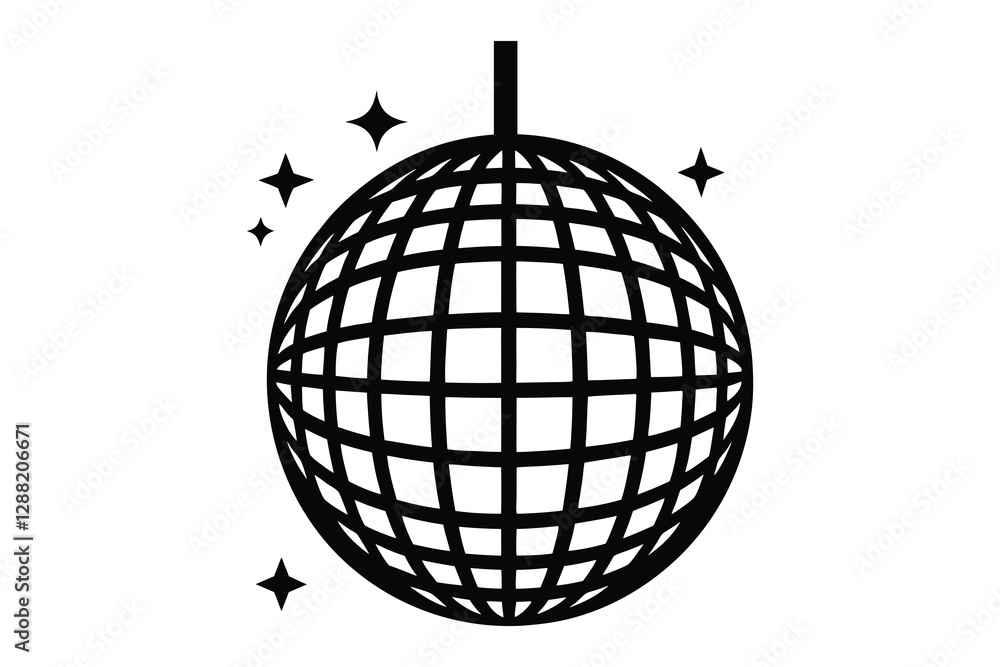 Disco ball icon with stars vector illustration Disco ball icon with stars vector illustration