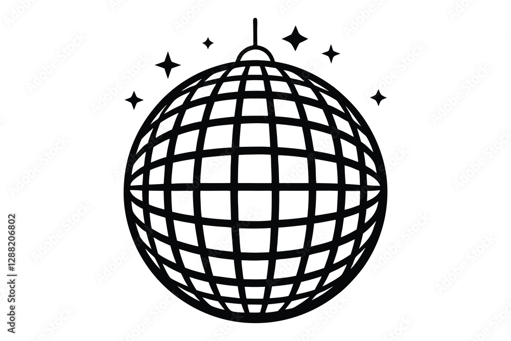 Disco ball icon with stars vector illustration Disco ball icon with stars vector illustration