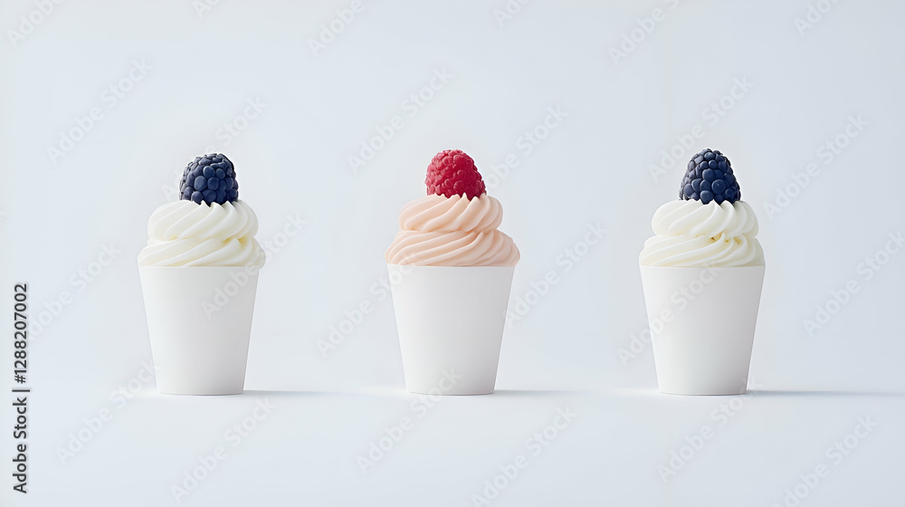 Three Cups of Yogurt with Berries Three Cups of Yogurt with Berries